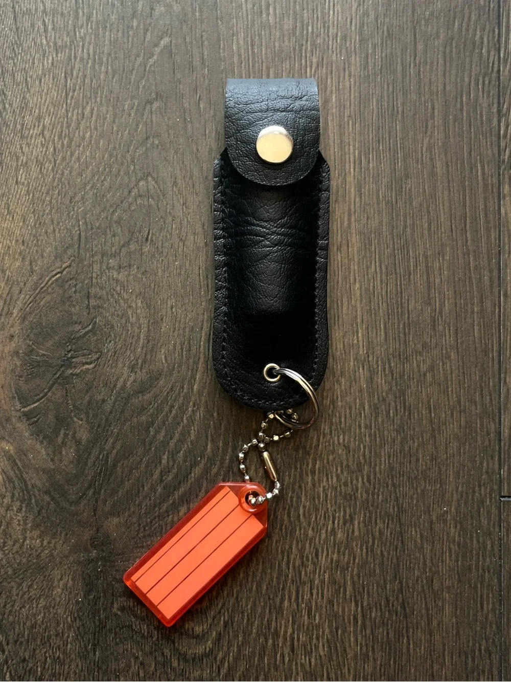 Black Leather Pepper Spray Holster Key Chain